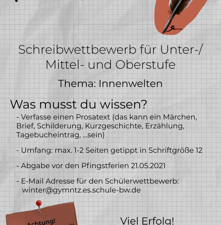 Plakat Schreibwettbewerb Schreibwettbewerb für Unter- /Mittel- und Oberstufe
