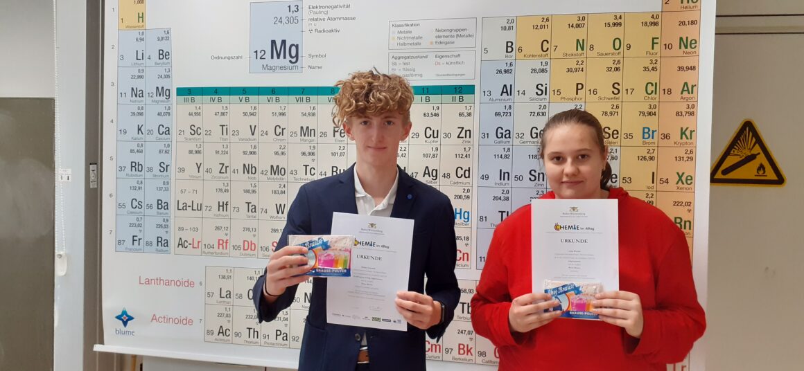Erfolgreiche Teilnahme am Chemiewettbewerb unter dem Motto „Bunte Brause oder wie beeinflusst die Farbe eines Getränks unseren Geschmackssinn“